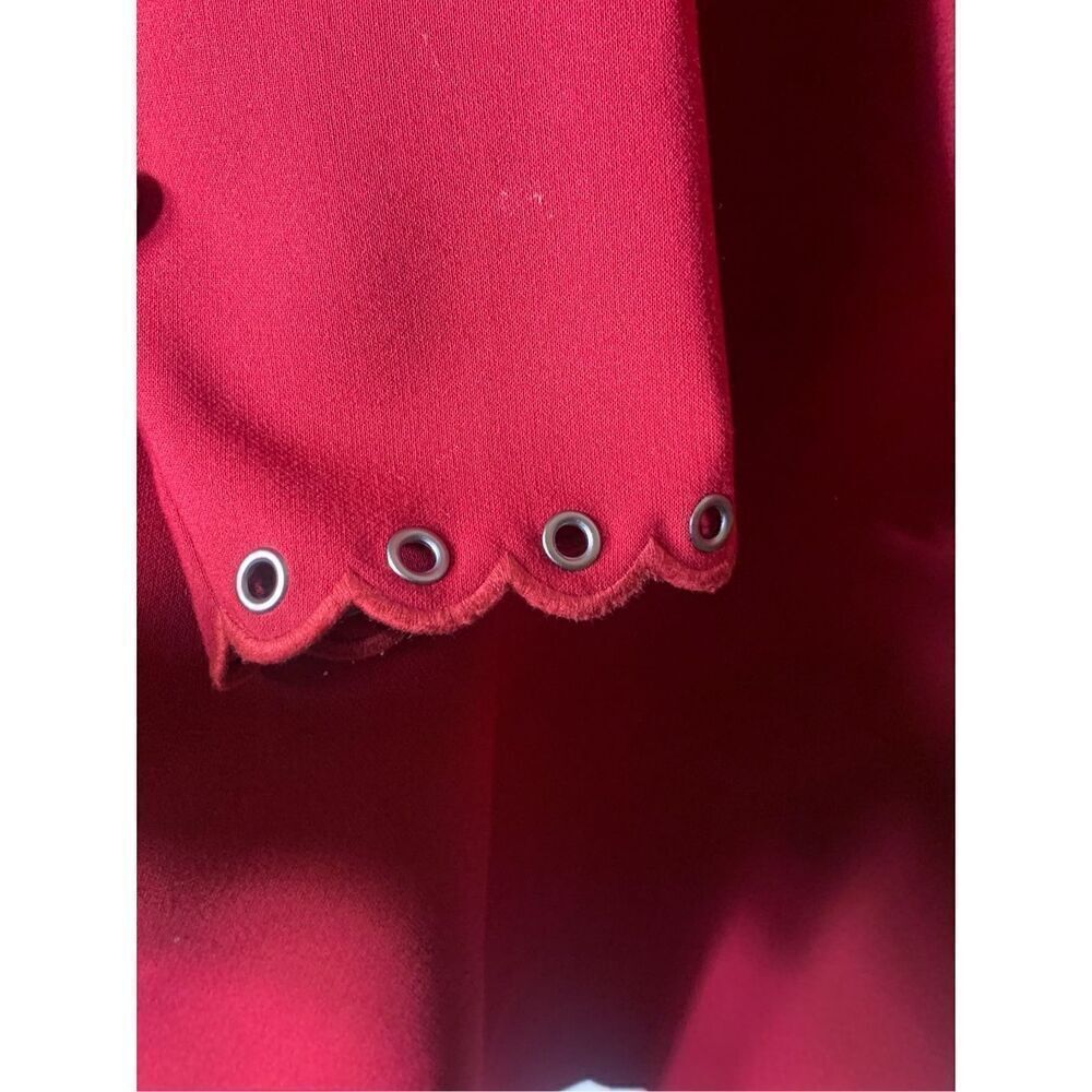 KATE SPADE Red Grommet Scallop Trim Shift Dress Size 10 Lined Summer $298 - Picture 3 of 8